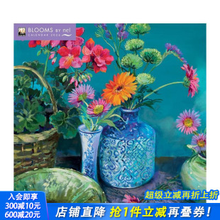 花卉绽放 预售 内尔·沃特莫尔 艺术创意文创周边 进口 Calendar 2026年挂历 日历 Whatmore Nel Blooms 正版 Wall