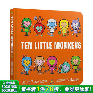Ten Little 趣味数数启蒙 预售 幼儿认知与语言开发 进口童书 十只小猴子 英文儿童插画故事绘本 Monkeys