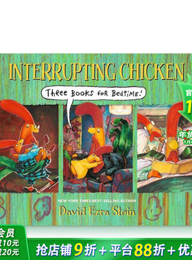 【预售】捣蛋鸡的睡前三本书 Interrupting Chicken: Three Books for Bedtime 英文儿童插画故事绘本 进口童书