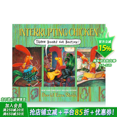 【预售】捣蛋鸡的睡前三本书 Interrupting Chicken: Three Books for Bedtime 英文儿童插画故事绘本 进口童书