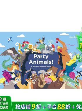 【现货】[T&H]Party Animals!派对动物 互动式拉页绘本英文原版儿童童书 连页长折叠设计