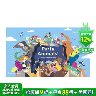 【现货】[T&H]Party Animals!派对动物 互动式拉页绘本英文原版儿童童书 连页长折叠设计