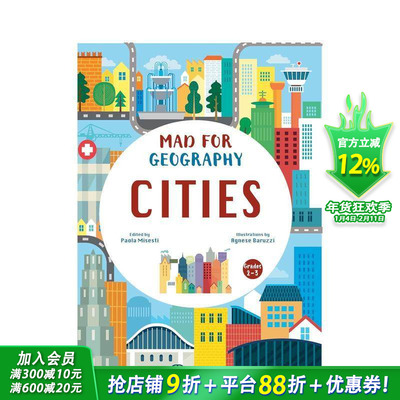 【预售】城市大探险：地理狂热系列 Cities :Mad for Geography 英文儿童插画科普故事绘本 进口童书