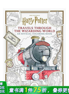 【预售】哈利波特魔法世界游记：官方涂色书 Harry Potter: Travels Through the Wizarding World 英文儿童趣味互动绘本进口书
