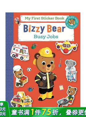 【预售】【忙碌的小熊】贴纸书：职业大发现 40张大贴纸【Bizzy Bear】My First Sticker Book: Busy Jobs英文儿童插画故事绘本书
