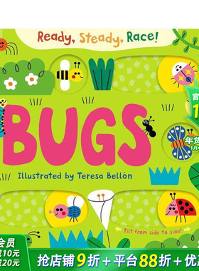 【预售】预备，稳住，冲！昆虫竞速赛 Ready， Steady， Race! Bugs 英文儿童趣味互动绘本 英语早教进口书