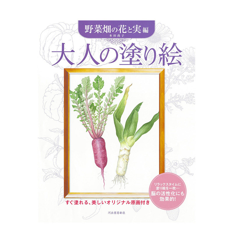 【现货】日文原版 成人涂色书 新装版 菜园花朵与果实篇 大人の塗り絵　野菜畑の花と実編 画师插画作品集 日本正版进口书籍