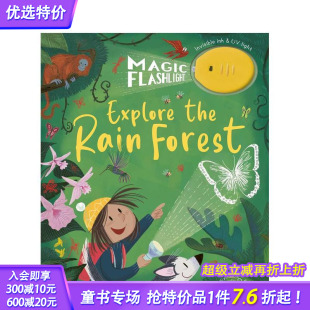 the 进口童书 魔法手电筒：探索雨林 英文儿童插画故事绘本 Forest Rain Explore Flashlight Magic 预售