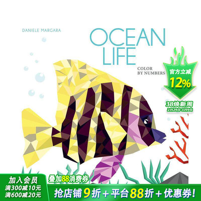 【预售】海洋生物：几何填色艺术 Ocean Life: Color by Numbers Geometrical Artworks 原版英文儿童语言/概念启蒙