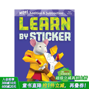 种幻想动物 英文儿童趣味互动绘本 预售 进口童书 Sticker 通过贴纸学习：更多加法和减法：使用数学创造 Learn