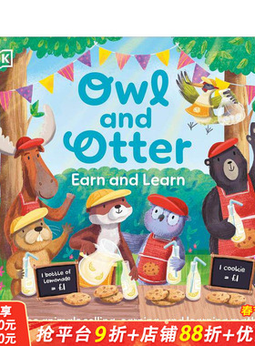 【预售】猫头鹰和水獭：动物们一起销售、赚钱和学习数学 Owl and Otter: Earn and Learn 英文儿童插画科普绘本 进口童书