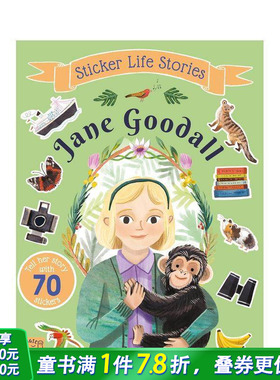【现货】【励志贴纸故事】简·古道尔：好奇心与勇气 Sticker Life Stories：Jane Goodall英文儿童趣味互动绘本英语早教进口童书
