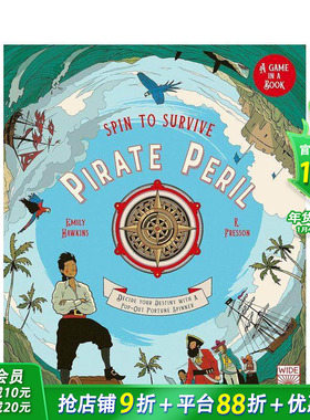 【预售】命运转盘：海盗危局 【Spin to Survive】Pirate Peril 英文儿童插画故事绘本 进口童书 附带立体转盘 冒险游戏书