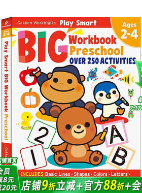 【现货】聪明游戏练习册 Play Smart Big Workbook Preschool Ages 2-4 原版英文儿童趣味游戏活动书 进口图书