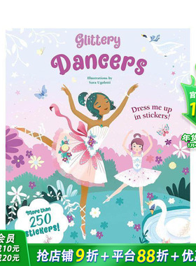【预售】闪亮舞者贴纸书 Glittery Dancers: Sticker Book 英文儿童趣味互动绘本 英语早教进口书
