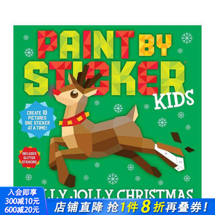 Paint 进口书 正版 Jolly 预售 儿童贴纸绘画：圣诞节快乐 Christmas Sticker 英文贴纸书 Kids 原版 Holly