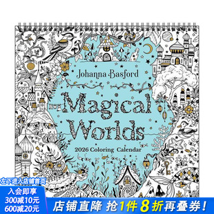 【预售】【日历】英国插画家乔汉娜·贝斯福作品2026年涂色日历 Johanna Basford's 2026 Coloring Wall Calendar艺术创意进口文创