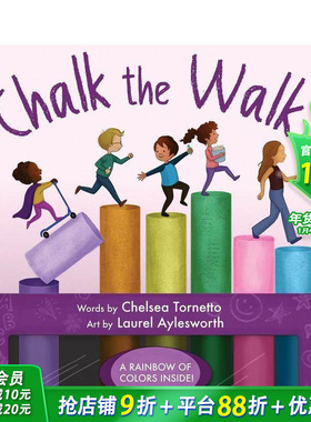 【预售】行走的粉笔 Chalk The Walk 英文儿童插画故事绘本 进口童书