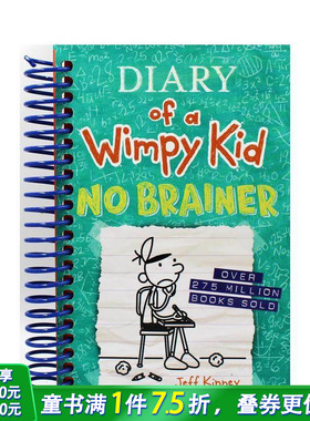 【预售】小屁孩日记：无需思考 Diary of a Wimpy Kid: No Brainer 原版英文儿童英语阅读拓展故事书