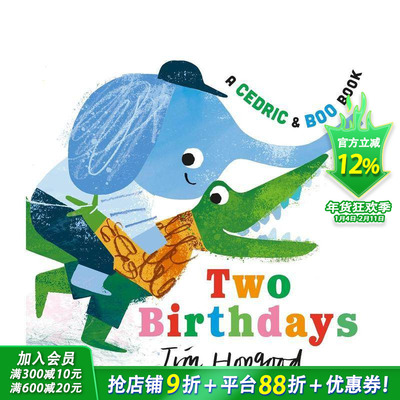 【预售】小鳄鱼塞德里克与波波：双倍生日惊喜 A Cedric and Boo Book: Two Birthdays 英文儿童插画故事绘本 进口童书