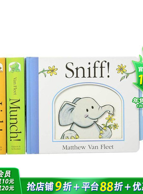 【预售】【Matthew Van Fleet】英文原版 Van Fleet Sniff! Lick! Munch! 嗅! 舔! 咀嚼! 儿童趣味互动厚纸板操作书0-3岁英语早教