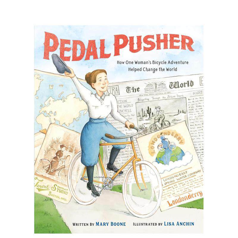 【现货】踏板力量：一位女性骑行改变世界的故事 Pedal Pusher:How One Woman&rsquo;s Bicycle Adventure英文儿童插画故事绘本进口书