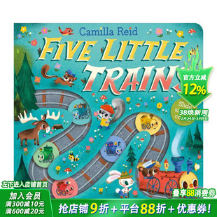 【现货多册选拍】滑轨歌谣计数书:五辆小火车/小鸡/企鹅等 Slide and Count:Five Little Trains英文儿童趣味互动英语早教绘本书