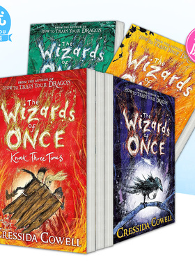 【现货多册选拍】魔境奇谭：1-4册The Wizards of Once 英文儿童小说故事书 魔法师/永恒与永远/三次敲击 驯龙高手Cressida Cowell