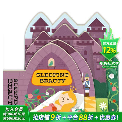 【预售】【经典童话异形纸板书】睡美人 【Fairy Tale Shape Books】Sleeping Beauty 英文儿童趣味互动 英语早教进口书