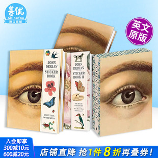 英文贴纸书 进口图书 艺术画册 Sticker Book Derian 约翰·德里安贴纸书I&II 自然插画John 正版 原版 多册选拍