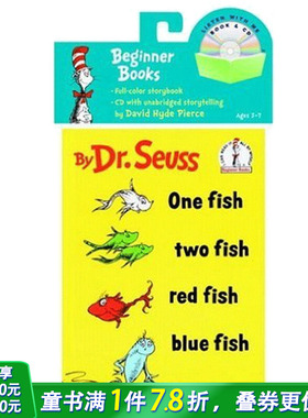 【现货】Dr Seuss One Fish Two Fish 苏斯博士 红色的鱼，蓝色的鱼 英文儿童绘本 启蒙趣味书（含CD）适合3-6岁【善优童书】