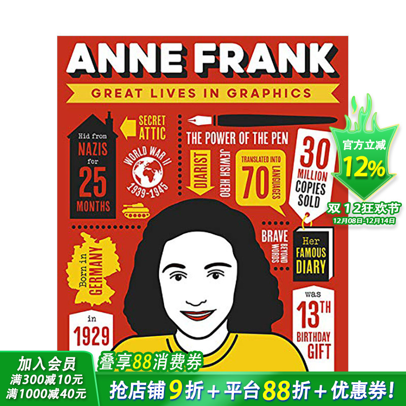 【现货】【图像传记】安妮·弗兰克Anne Frank 大人物漫游记名人传记 Great Lives in Graphics 英文儿童插画故事绘本 进口童书
