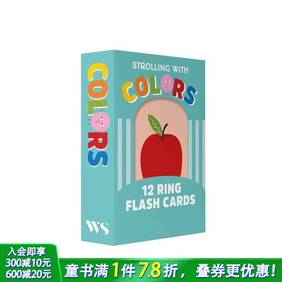 【预售】漫步色彩：12张环形闪卡 Strolling With Colors: 12 Ring Flash Cards 英文儿童趣味英语早教启蒙绘本 进口童书