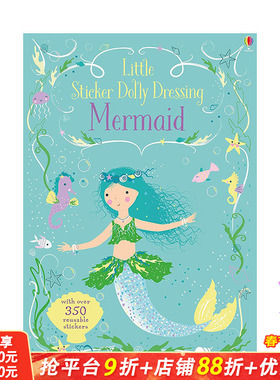 【预售】英文原版 小贴纸多莉穿衣服的美人鱼: 1 Little Sticker Dolly Dressing Mermaid 儿童英语绘本图画书 进口图书