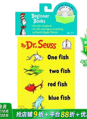【现货】Dr Seuss One Fish Two Fish 苏斯博士 红色的鱼，蓝色的鱼 英文儿童绘本 启蒙趣味书（含CD）适合3-6岁【善优童书】