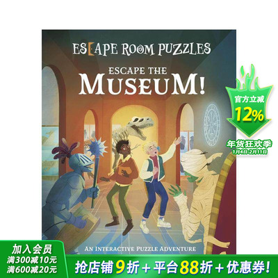 【预售】密室解谜：逃离博物馆！互动解谜冒险 Escape Room Puzzles: Escape the Museum!  英文儿童插画科普绘本 进口童书