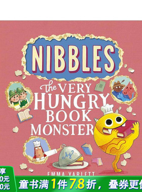 【预售】啃书小怪兽尼布斯 互动镂空翻翻书页 Nibbles: The Very Hungry Book Monster 英文儿童插画故事绘本 进口童书