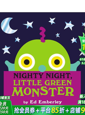 【预售】晚安 绿色小怪物 Nighty Night， Little Green Monster 英文儿童插画故事绘本 进口童书