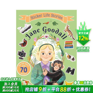 【现货】【励志贴纸故事】简·古道尔：好奇心与勇气 Sticker Life Stories：Jane Goodall英文儿童趣味互动绘本英语早教进口童书
