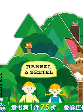 【预售】【经典童话异形纸板书】韩塞尔与格蕾特 【Fairy Tale Shape Books】Hansel and Gretel 英文儿童趣味互动 英语早教进口书