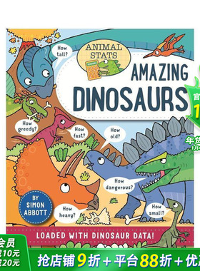 【预售】动物数据百科：恐龙篇 Animal Stats: Dinosaurs 英文儿童插画故事绘本 进口童书