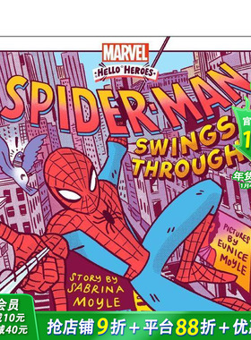 【现货】漫威 大摇大摆的蜘蛛侠 【Marvel Hello Heroes】Spider-Man Swings Through 英文儿童漫画故事 英语拓展阅读进口书