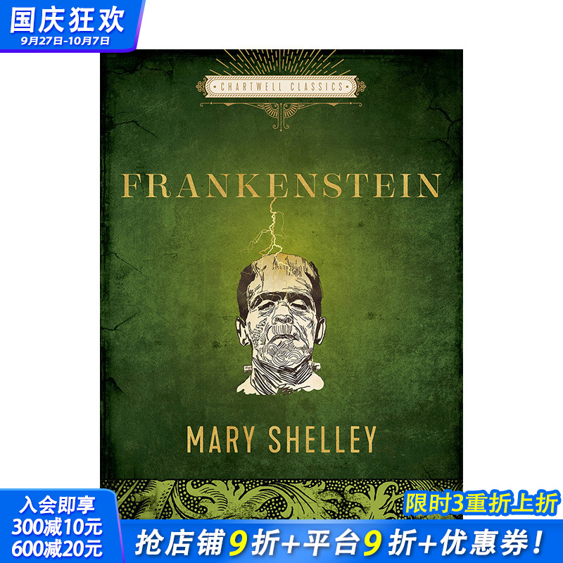 【预售】英文原版 科学怪人 【Chartwell Classics】Frankenstein 英文世界文学 正版进口书画册 善优图书