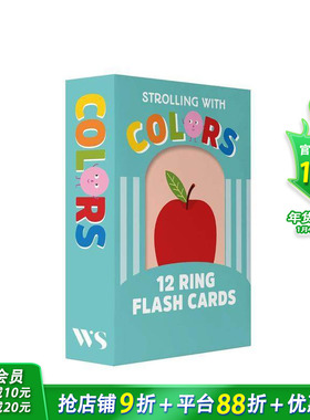 【预售】漫步色彩：12张环形闪卡 Strolling With Colors: 12 Ring Flash Cards 英文儿童趣味英语早教启蒙绘本 进口童书