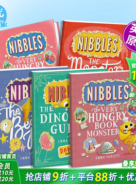 【现货多册选拍】Nibbles绘本：饥饿的书怪尼伯斯/恐龙指南/猎人 互动镂空翻翻书页 The Very Hungry Book Monster 英文儿童故事书