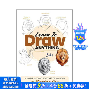 【预售】学习绘画：每天15分钟轻松入门的简单方法 Learn to Draw Anything 原版英文艺术画册画集 正版进口书
