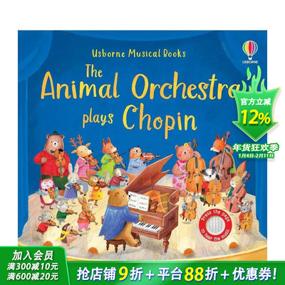 【现货】【有声书】动物乐团演奏肖邦【Sound Books】The Animal Orchestra Plays Chopin 英文儿童趣味互动绘本 英语早教进口书
