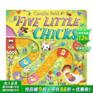 【预售】【滑轨歌谣计数书】五只小鸡崽 【Slide and Count】Five Little Chicks 英文儿童趣味互动绘本 英语早教进口书