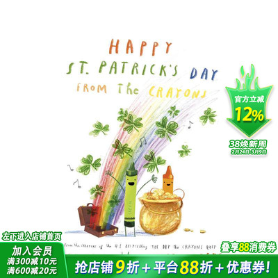 【预售】蜡笔祝圣帕特里克节快乐 Happy St. Patrick's Day from the Crayons 英文儿童插画故事绘本 进口童书