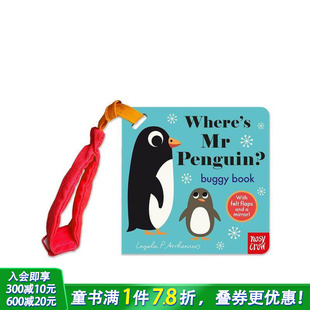 现货 Flaps 英文儿童趣味互动绘本书 企鹅先生在哪里？婴儿车新版 0岁 毛毡翻翻书 英语早教 Felt Penguin? Where